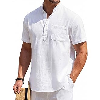 Men's Cotton-Linen Henley Shirt - View 11