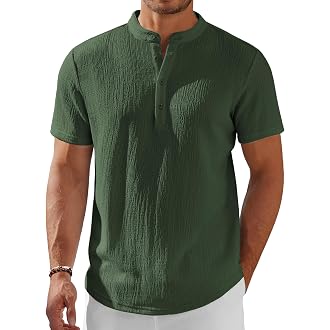 Men's Cotton-Linen Henley Shirt - View 8