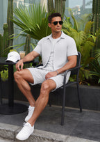 TZTH01 Men Sets, Men Outfit, Summer Men Clothing, Textured Shirt Set, Casual 2 Piece Set, Beach Outfit