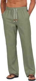 Riskrole men's cotton linen drawstring pants - Army Green (main)