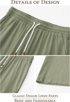Riskrole men's cotton linen drawstring pants - Army Green view 5