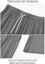 Riskrole men's cotton linen drawstring pants - Dark Grey view 5
