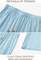 Riskrole men's cotton linen drawstring pants - Light Blue view 5