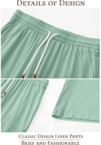 Riskrole men's cotton linen drawstring pants - Light Green view 5
