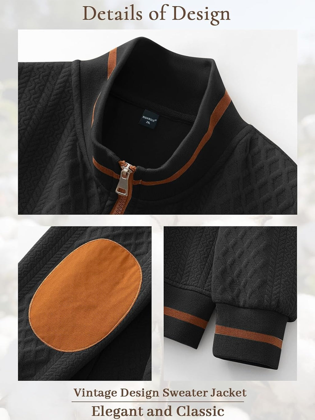Riskrole men's lightweight jacquard varsity jacket - Black view 5