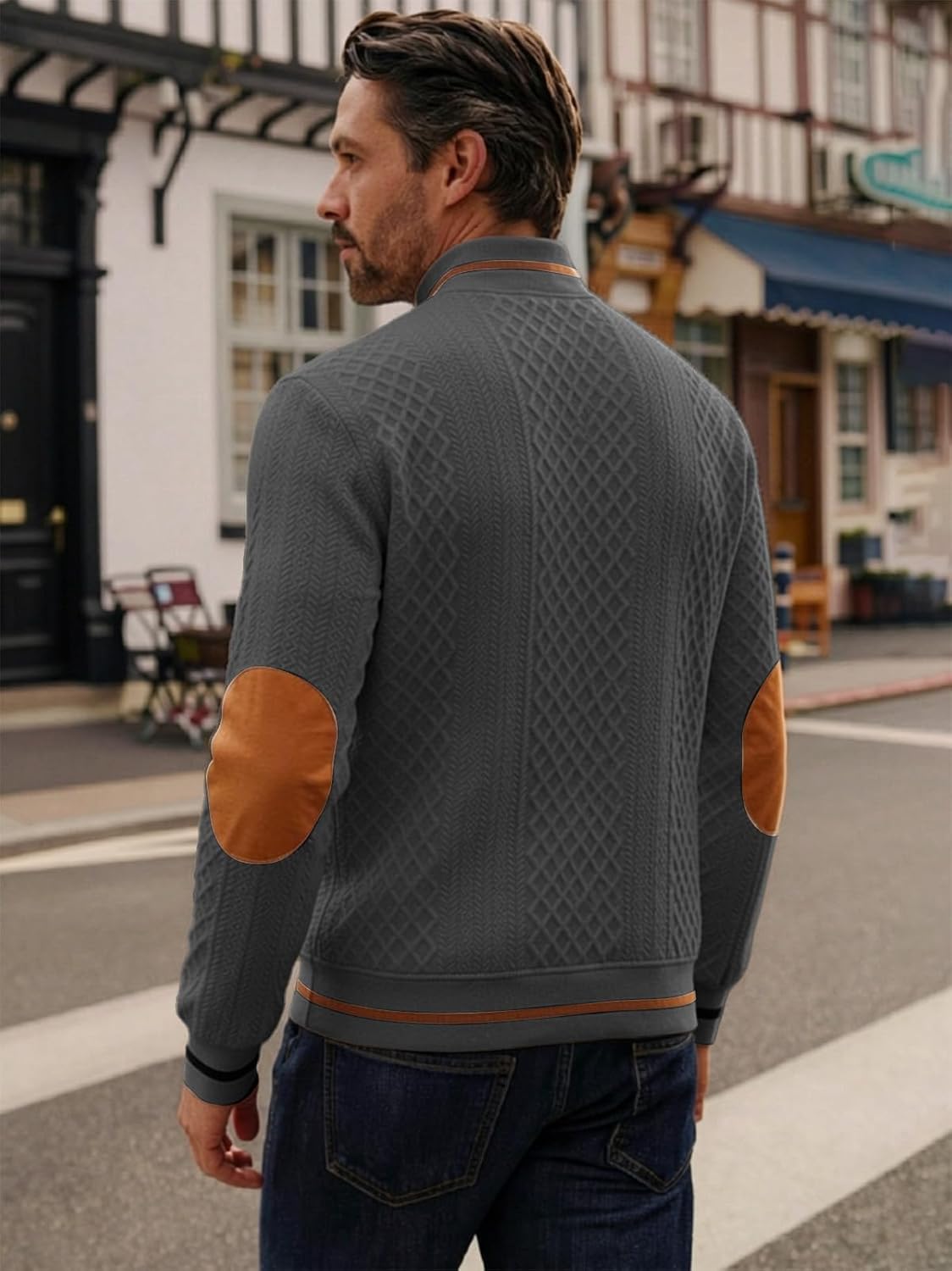 Riskrole men's lightweight jacquard varsity jacket - Grey view 2