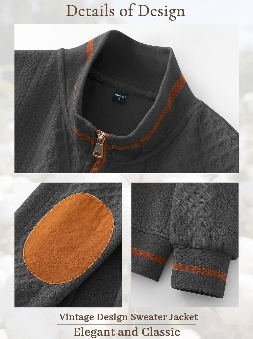 Riskrole men's lightweight jacquard varsity jacket - Grey view 5