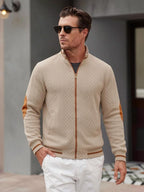 Riskrole men's lightweight jacquard varsity jacket - Khaki view 3