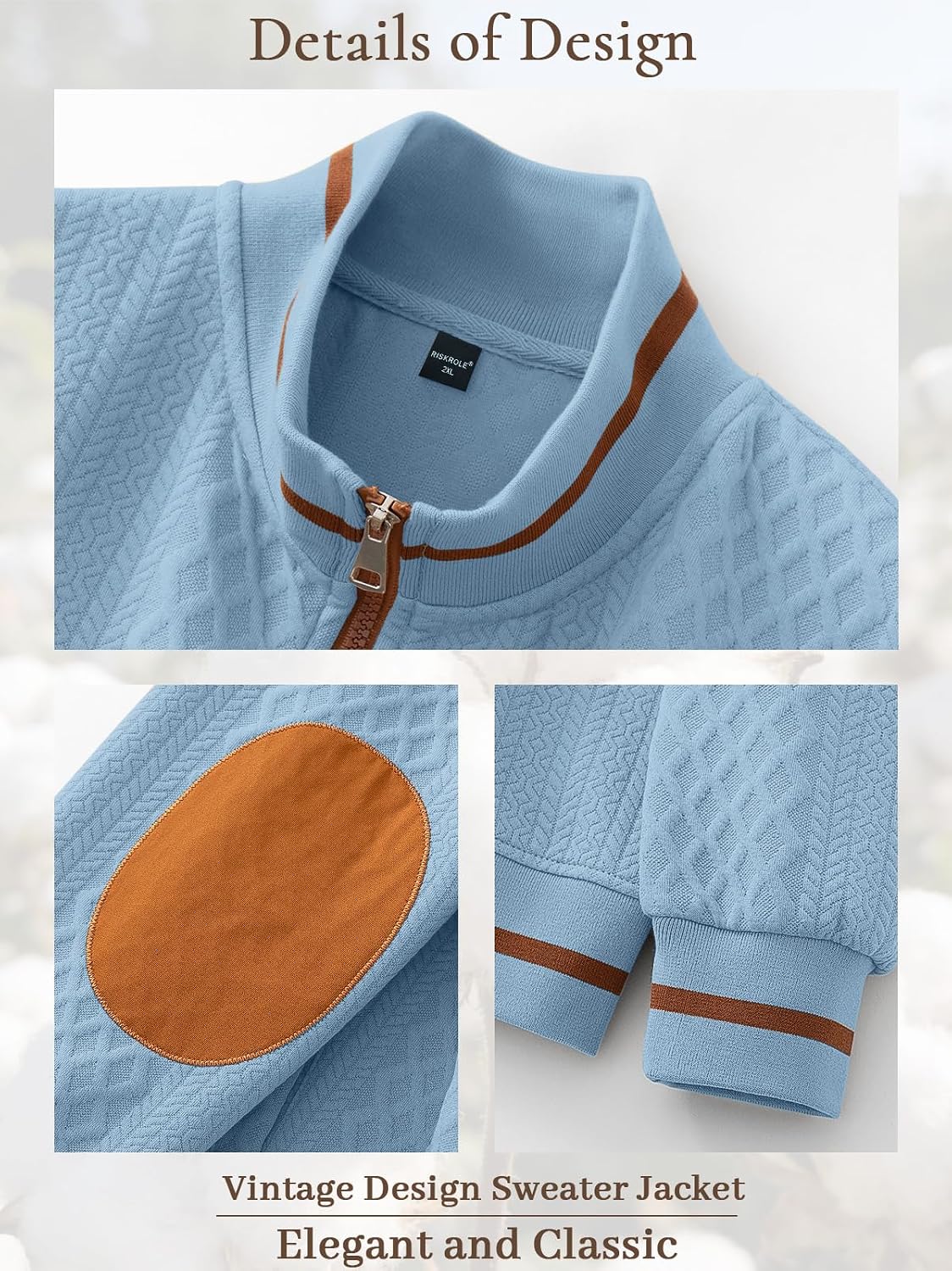 Riskrole men's lightweight jacquard varsity jacket - Light Blue view 5