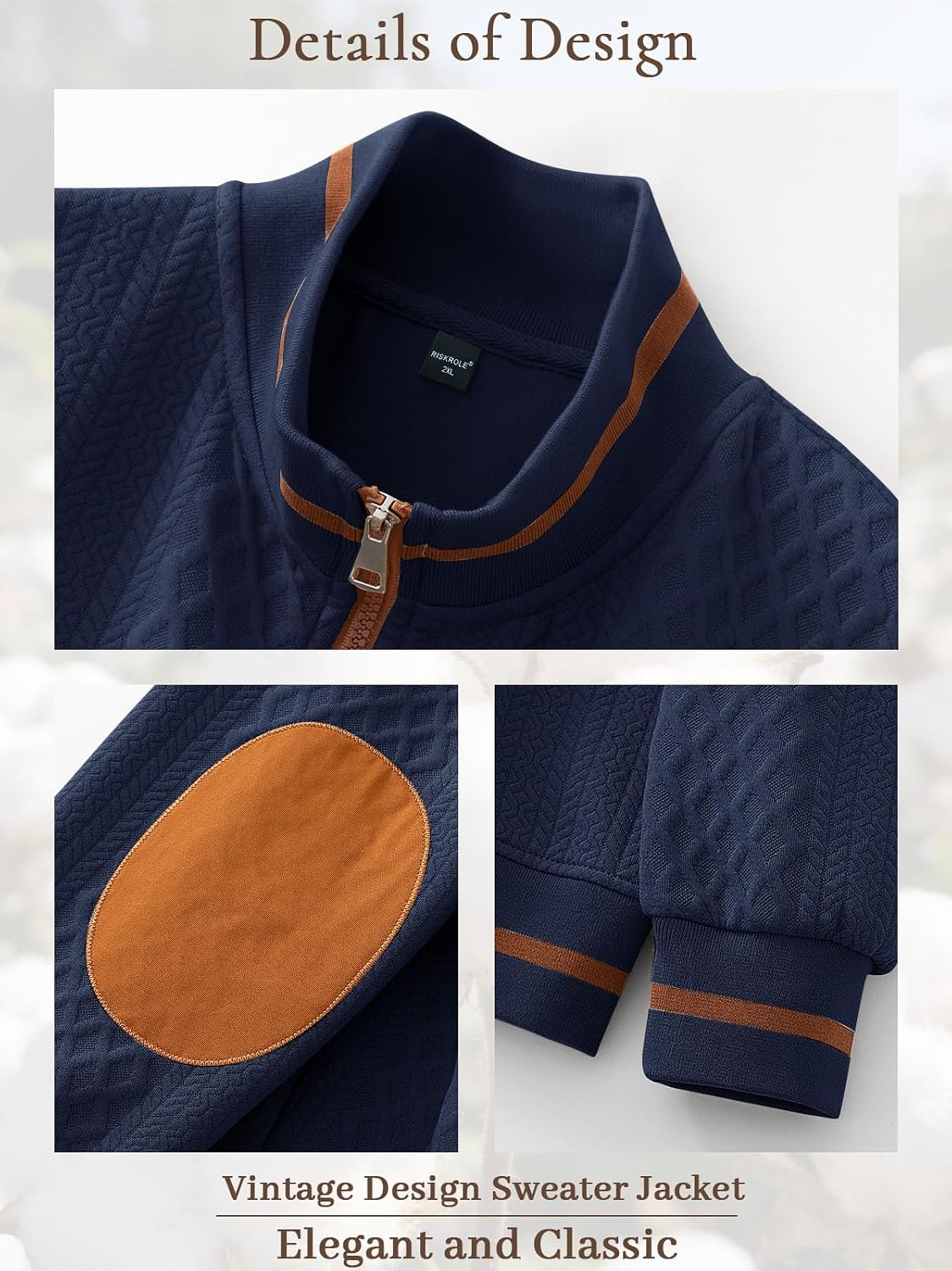 Riskrole men's lightweight jacquard varsity jacket - Navy view 5