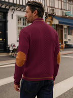 Riskrole men's lightweight jacquard varsity jacket - Wine Red view 2