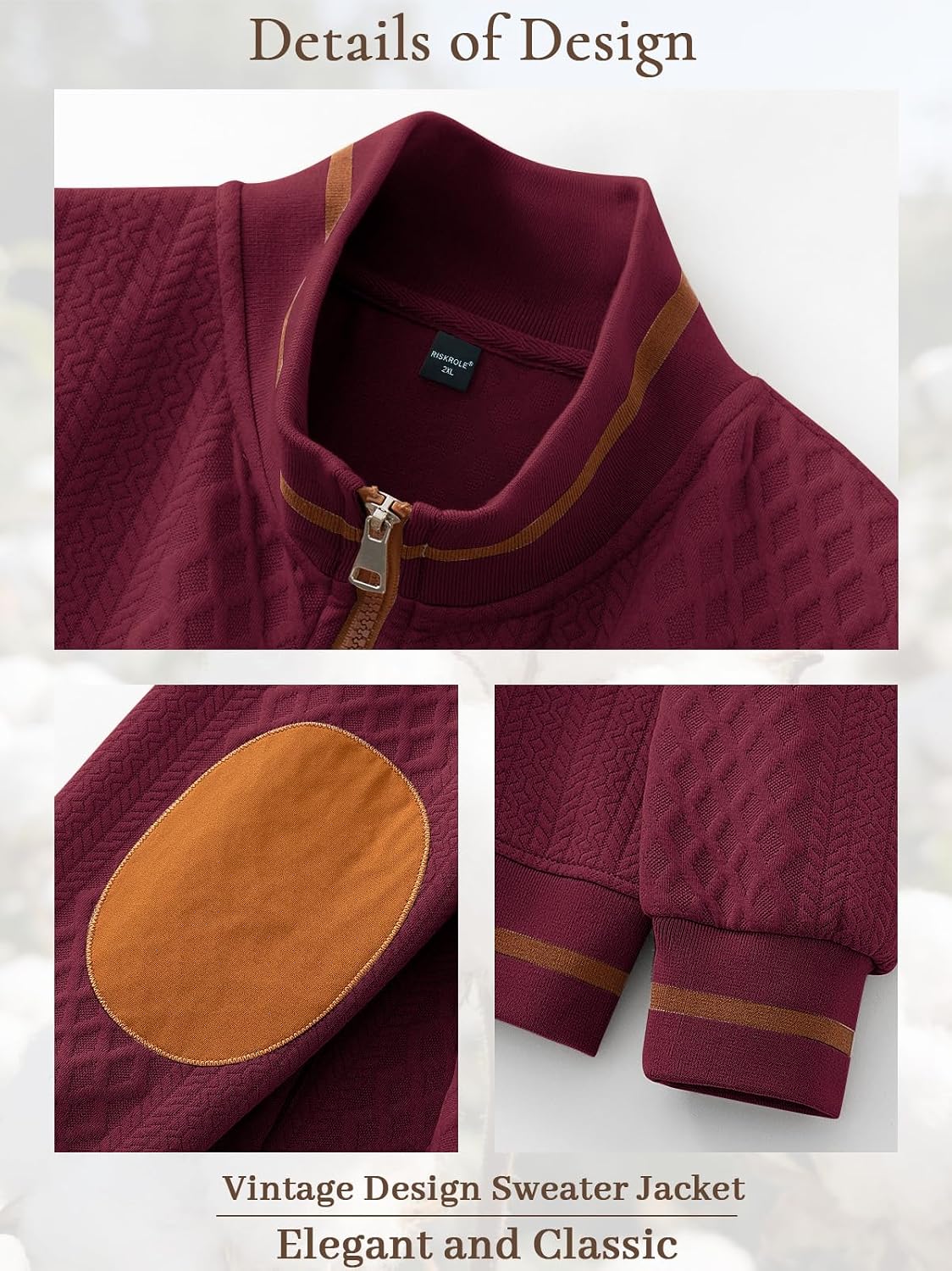 Riskrole men's lightweight jacquard varsity jacket - Wine Red view 5